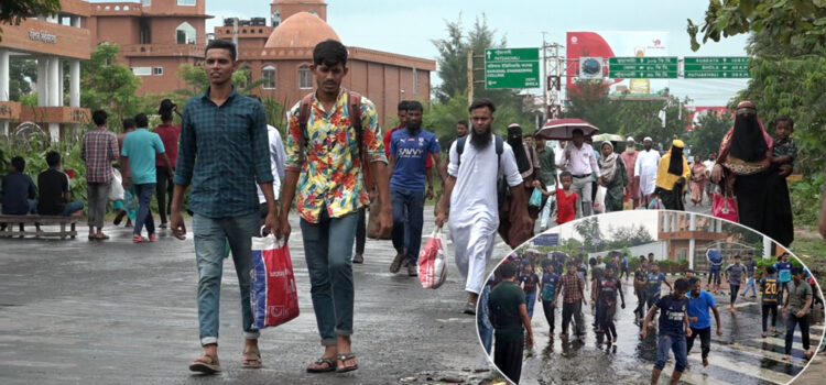 কোটা আন্দোলন : সড়ক অবরোধ করে ফুটবল খেললেন ববি শিক্ষার্থীরা