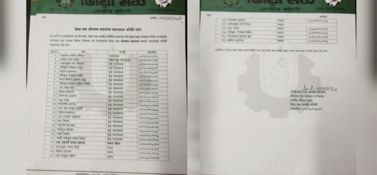 জিয়া মঞ্চ বরিশাল মহানগর আহ্বায়ক কমিটি ঘোষণা