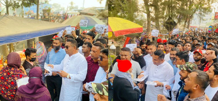 মজিবর রহমান সরওয়ারের ধানের শীষে ভোট চাইলেন যুবদল নেতা মাসুদ হাসান মামুন